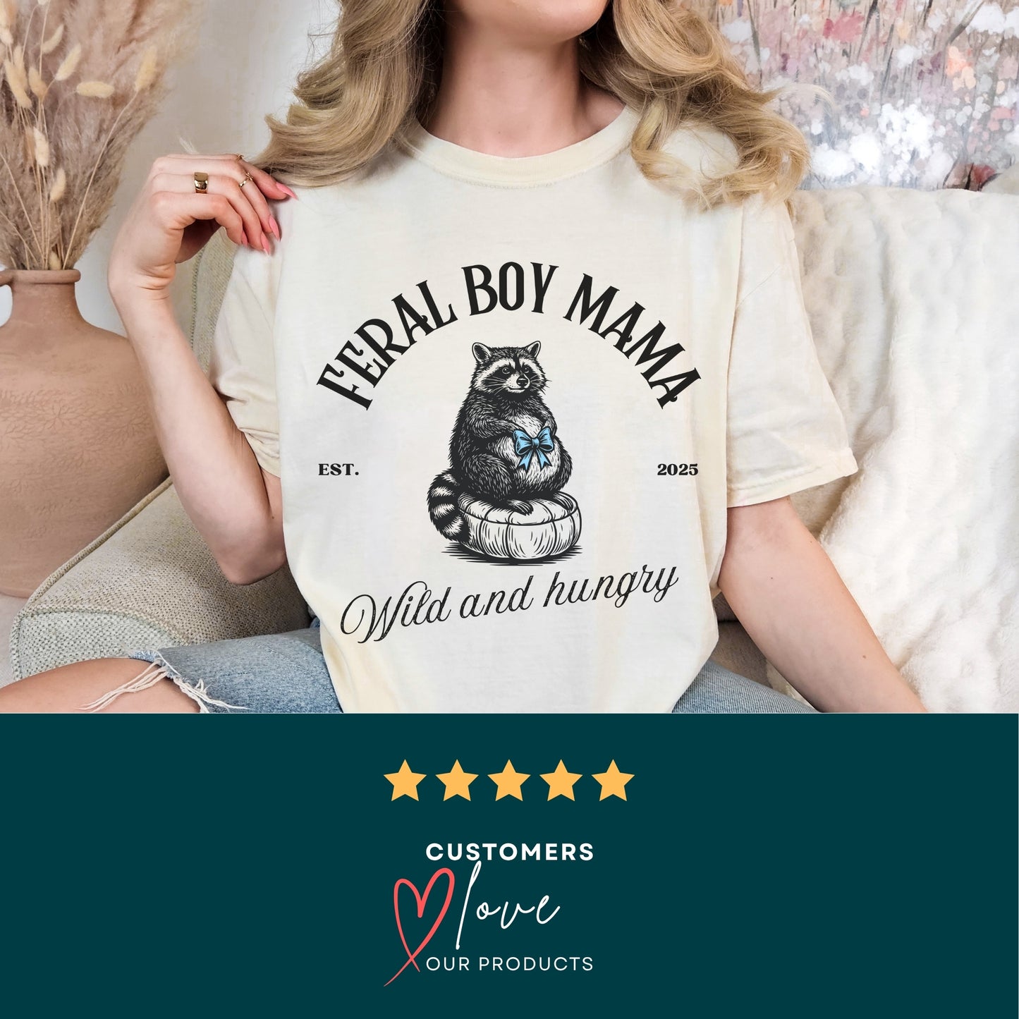 Feral Boy Mama T-Shirt - Funny Pregnancy Announcement Gift
