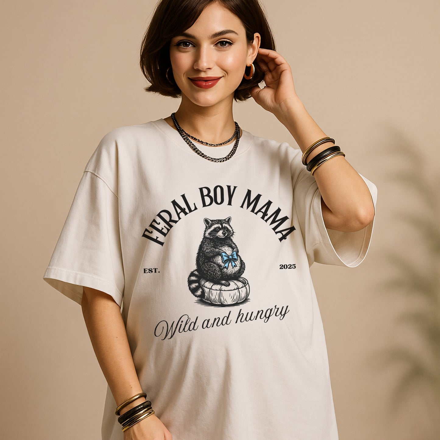 Feral Boy Mama T-Shirt - Funny Pregnancy Announcement Gift
