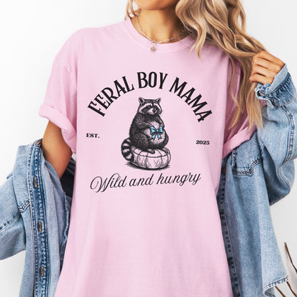 Feral Boy Mama T-Shirt - Funny Pregnancy Announcement Gift