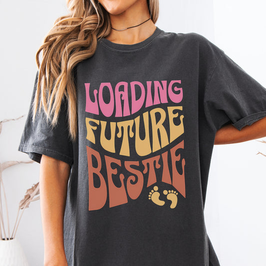 Loading Future Bestie Vintage Groovy Pregnancy Revealing Tshirt