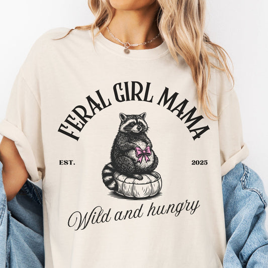Feral Girl Mama - Cute Baby Bump Reveal T-Shirt