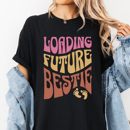 Loading Future Bestie Vintage Groovy Pregnancy Revealing Tshirt
