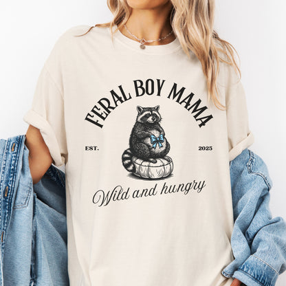 Feral Boy Mama T-Shirt - Funny Pregnancy Announcement Gift
