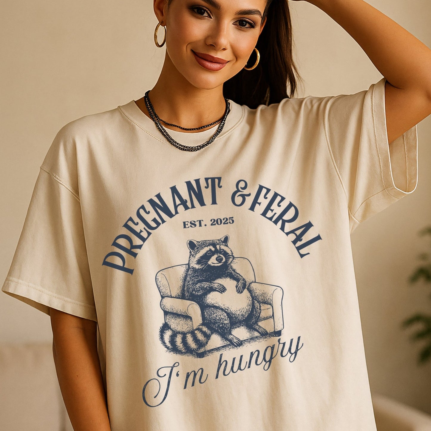 Pregnant and Feral - Cute Pregnancy Reavealing T-Shirt