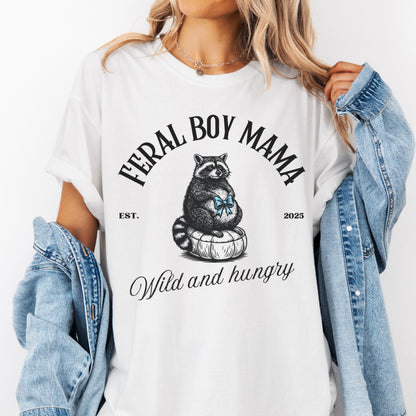 Feral Boy Mama T-Shirt - Funny Pregnancy Announcement Gift