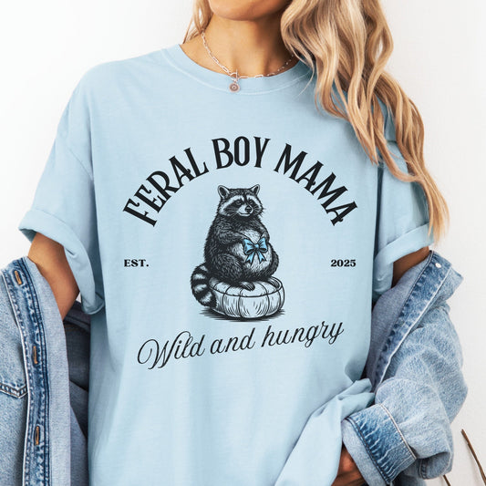 Feral Boy Mama T-Shirt - Funny Pregnancy Announcement Gift