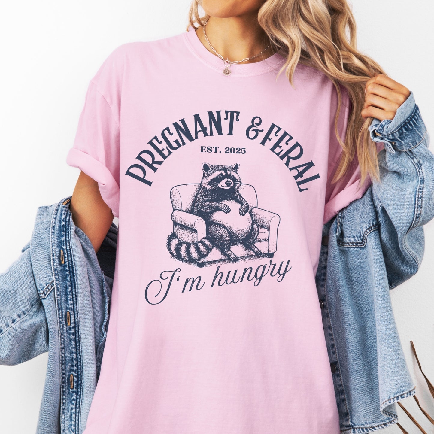 Pregnant and Feral - Cute Pregnancy Reavealing T-Shirt