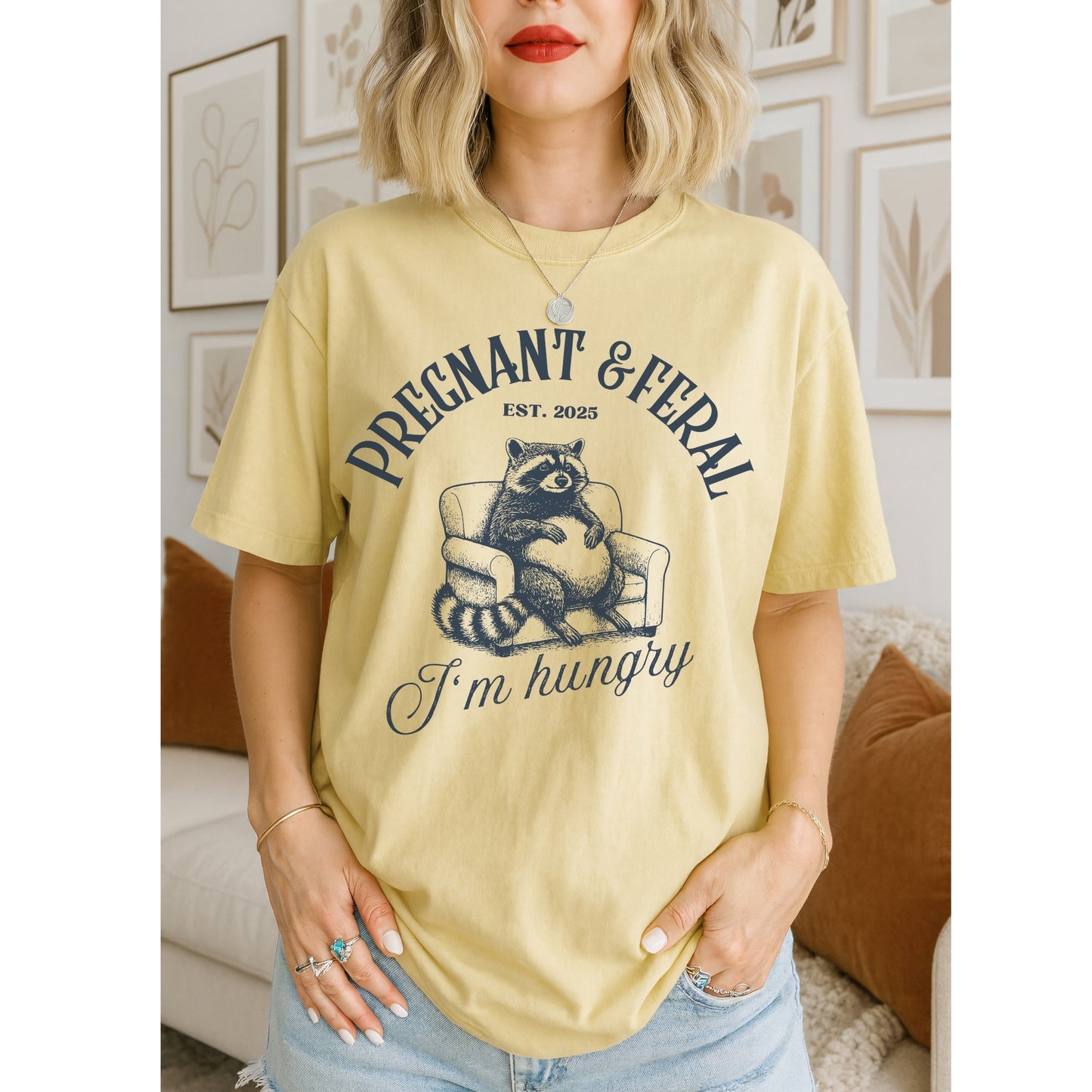 Pregnant and Feral - Cute Pregnancy Reavealing T-Shirt