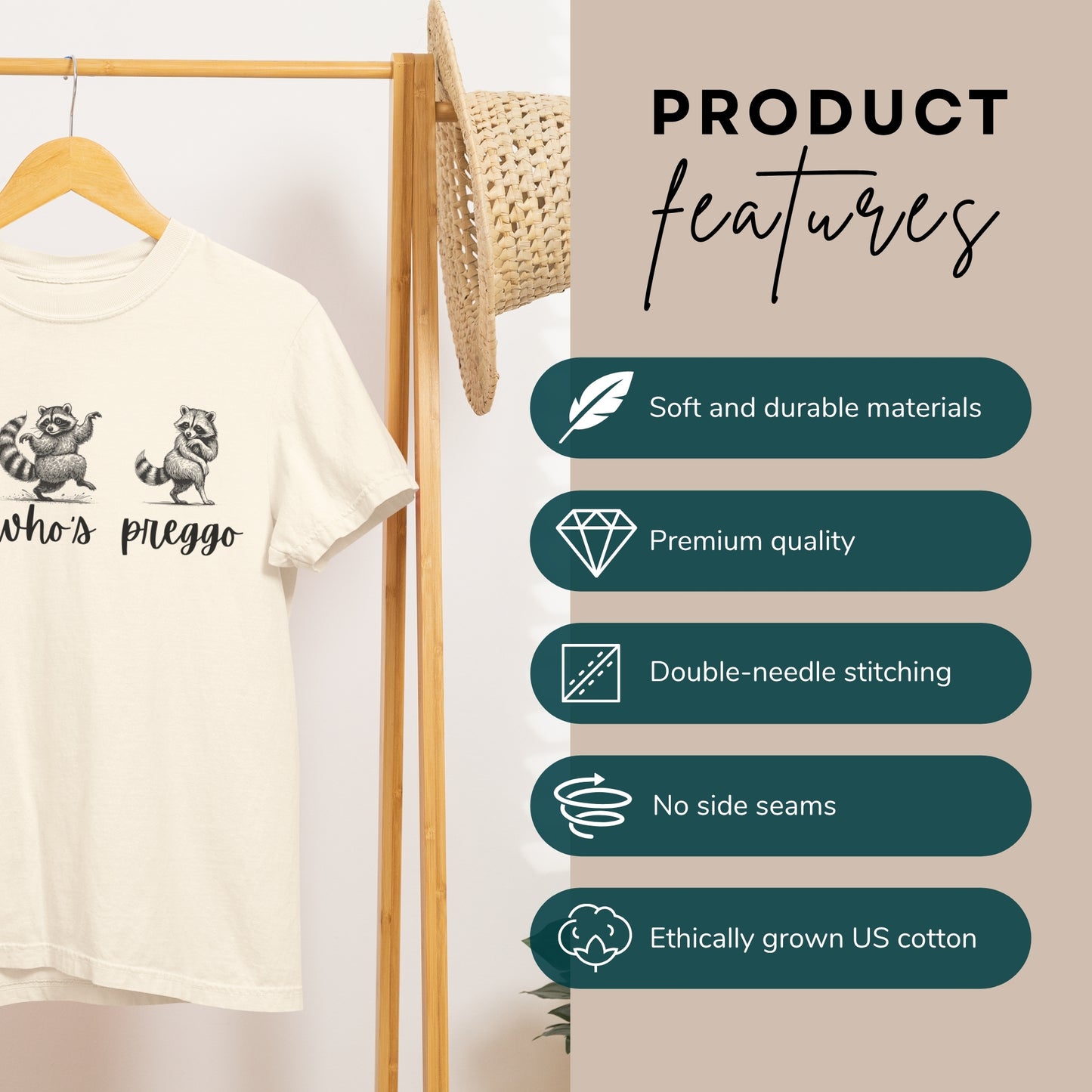Guess Who's Preggo - Funny Raccoon Pregnancy Announcement T-Shirt