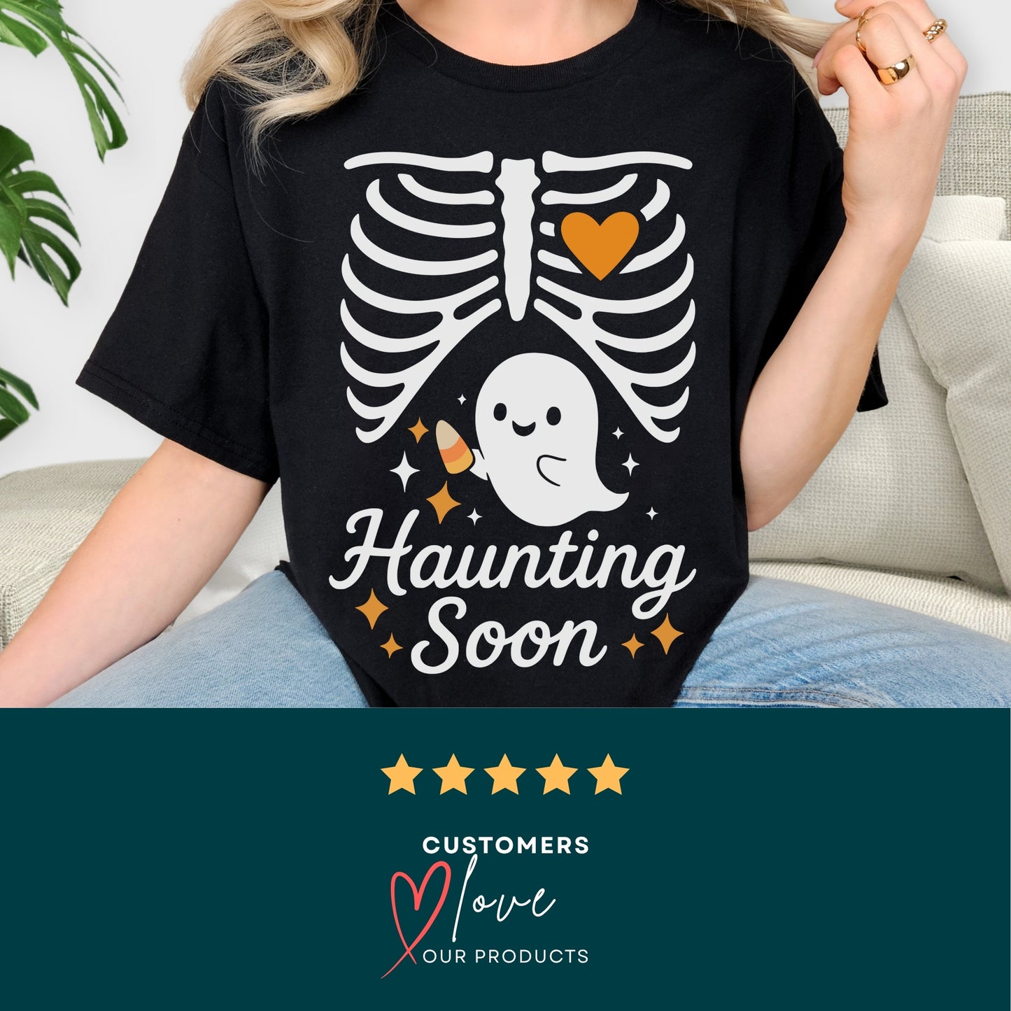 Haunting Soon Halloween Pregnancy Reveal T-Shirt