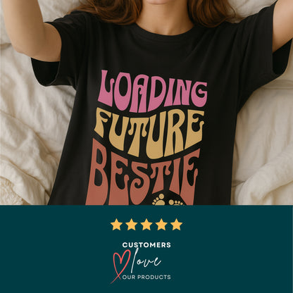 Loading Future Bestie Vintage Groovy Pregnancy Revealing Tshirt